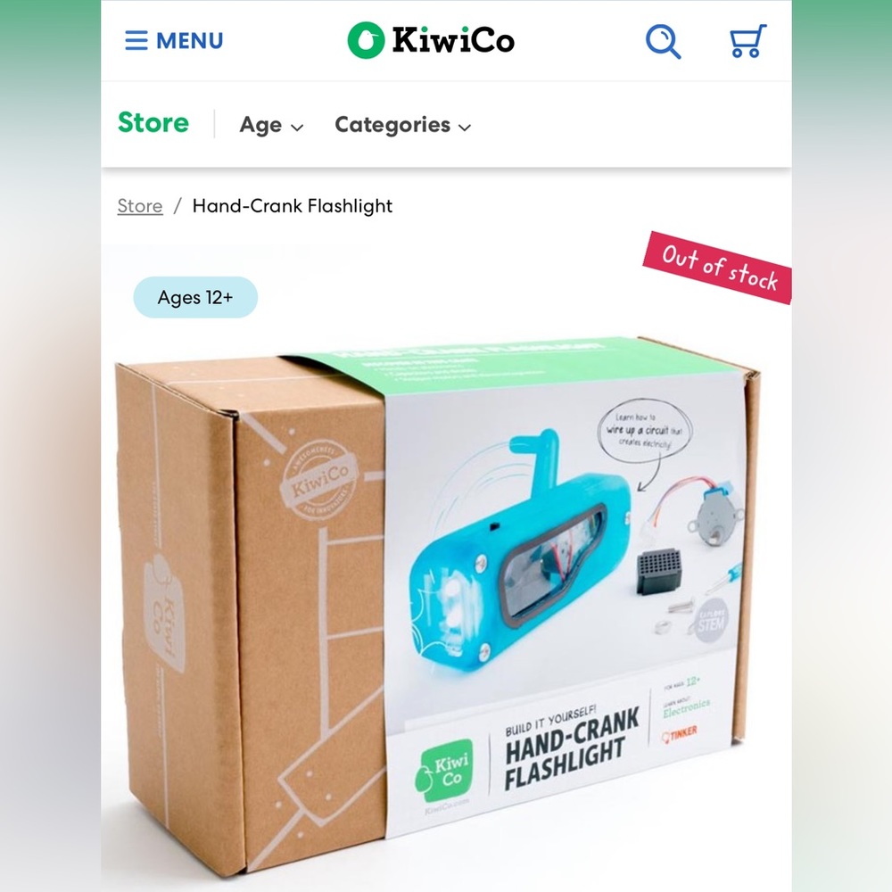 KiwiCo Hand Crank Flashlight